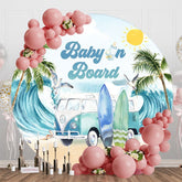 Aperturee - Aperturee Summer Surfing Beach Circle Baby Shower Backdrop